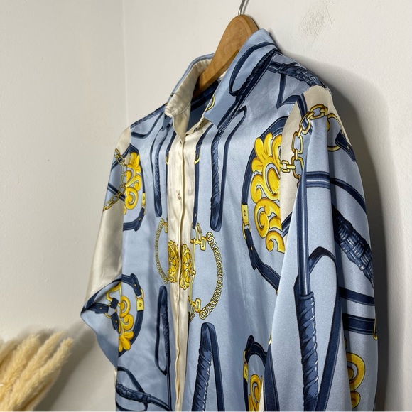 ZARA Chain Printed Blouse Size M Elegant Vintage Scarf Feminine Worn on TV - Picture 11 of 16